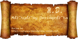 Mátyásy Dezideráta névjegykártya